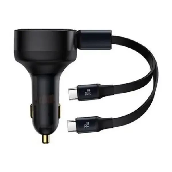 Baseus Car Charger – Enjoyment Retractable 2-in-1 Type-C Type-C 33W (1)