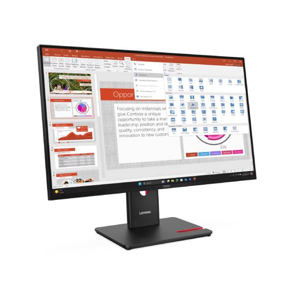 Lenovo ThinkVision T27-40 27" FHD IPS Monitor 120Hz 4ms HDMI VGA DP USB-C Tilt Swivel Lift Pivot Stand | 64A5MAT6SD | Nexcel Bahrain