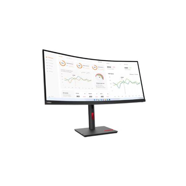 Lenovo ThinkVision T34w-30 34" Ultrawide QHD Curved VA Monitor 60Hz 4ms HDMI DP USB-C Ethernet Tilt Swivel Lift Stand | 63D4GAT1SD | Nexcel Bahrain