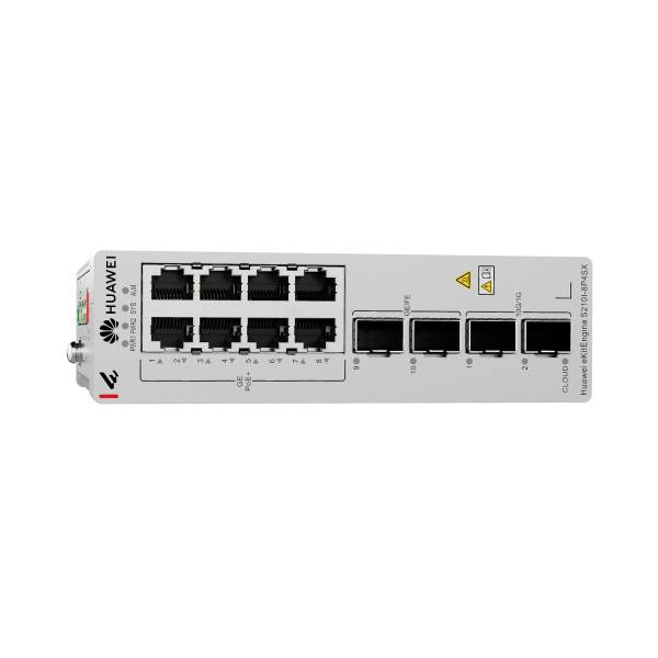 Huawei 8 Port 10/100/1000BASE-T Gigabit Ethernet PoE+ Switch with 2 GE SFP and 2 10GE SFP+ Ports Fanless DIN Rail | S210I-8P4SX | Nexcel Bahrain